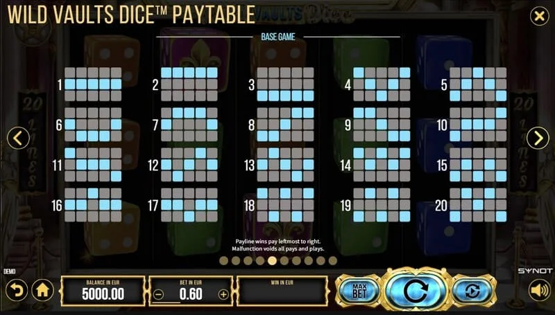 Wild Vaults Dice – Wild Dice med multiplikator på vinstlinjen