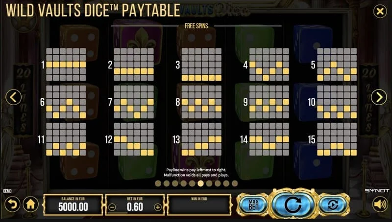 Wild Vaults Dice – Card Gamble-skärm med dubblering baserat på kortfärg